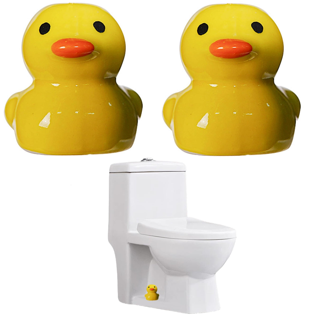 WANSHUNLMI yellow duck toilet bolt cap front view adds playful decor to bathrooms