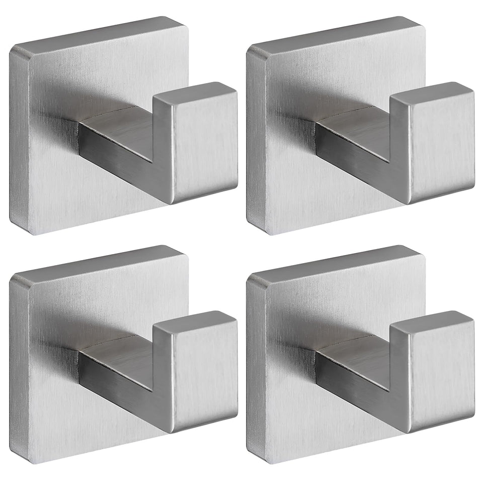 Warlve brushed nickel towel hook square design for strong bathroom organization.