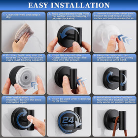 Warlve no-drill installation hook on shower glass, easy press setup.