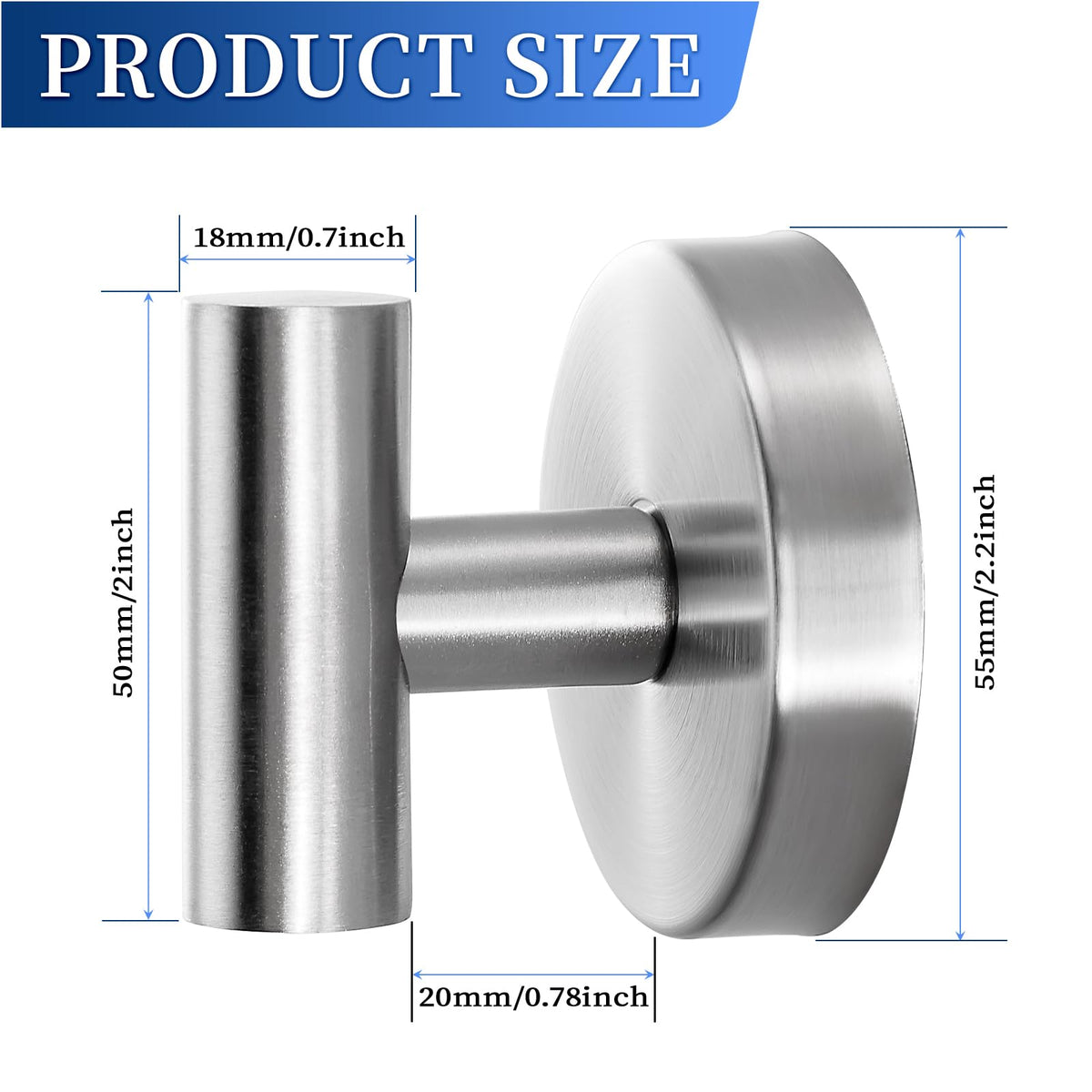 Warlve space-saving brushed nickel hook blends with modern decor.