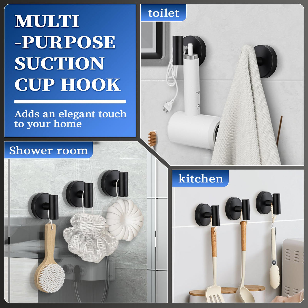 Warlve stainless steel hook installed on tile surface for towels and robes.