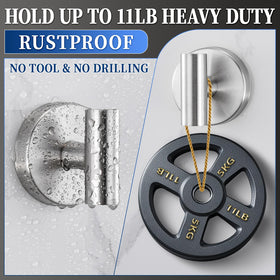Warlve no-drill installation suction hook showing tool-free setup in a bathroom.