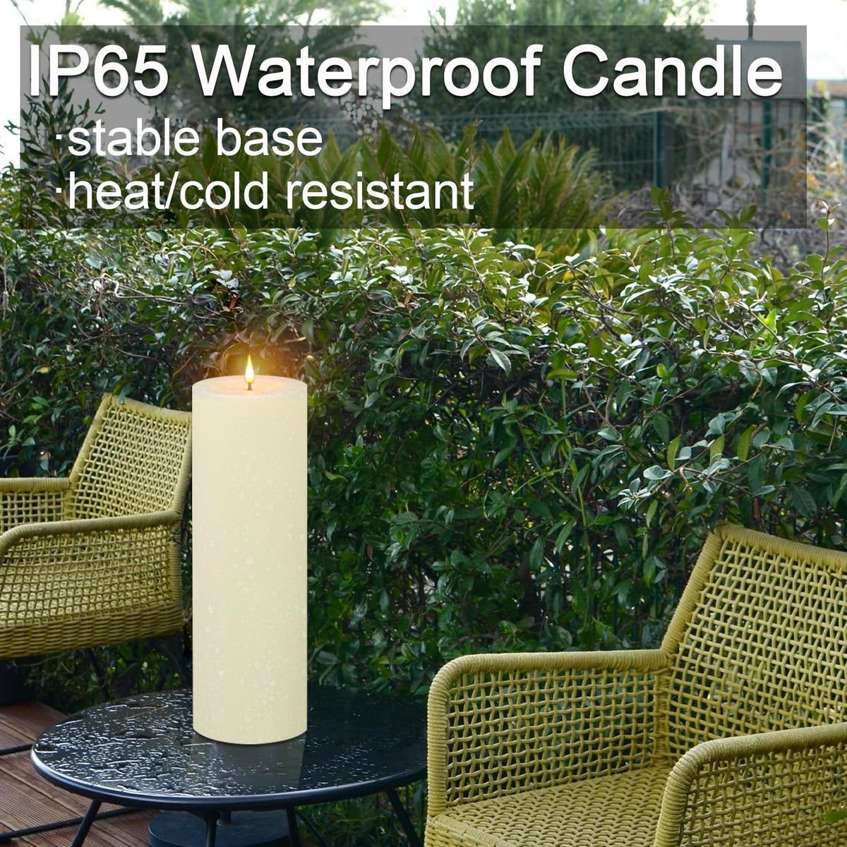 Warmhere IP65 waterproof flameless candle withstands rain for outdoor use