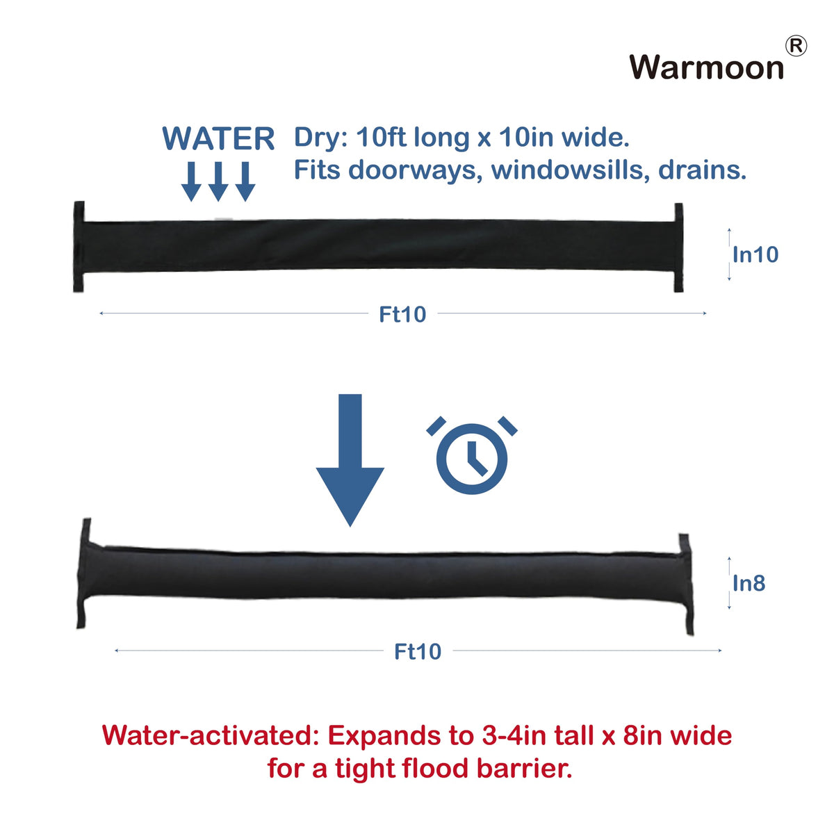 Warmoon barrier at a commercial entrance provides quick water sealing.