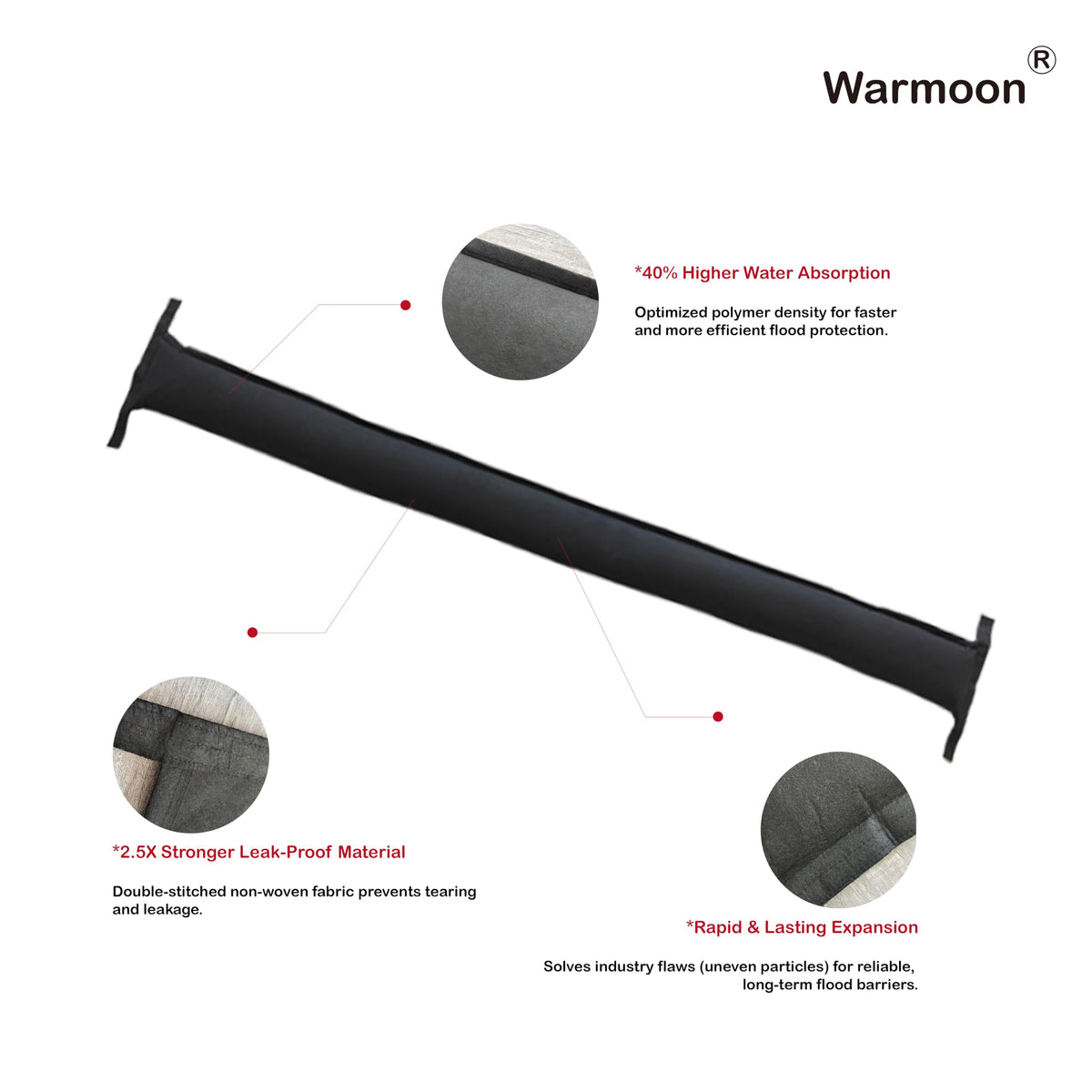Warmoon barrier across a garage entrance protects floors from water intrusion.
