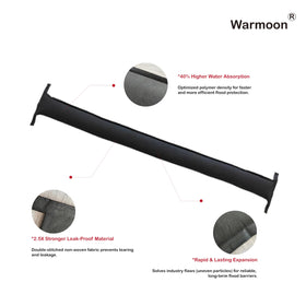 Warmoon barrier across a garage entrance protects floors from water intrusion.