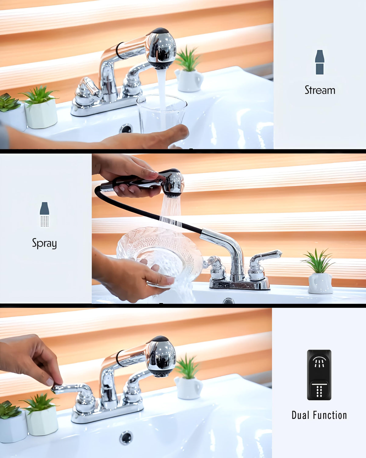 Wasserman WMF chrome faucet with ADA-compliant double handles for easy control