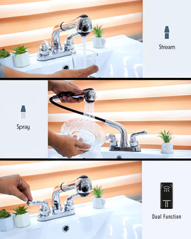 Wasserman WMF chrome faucet with ADA-compliant double handles for easy control