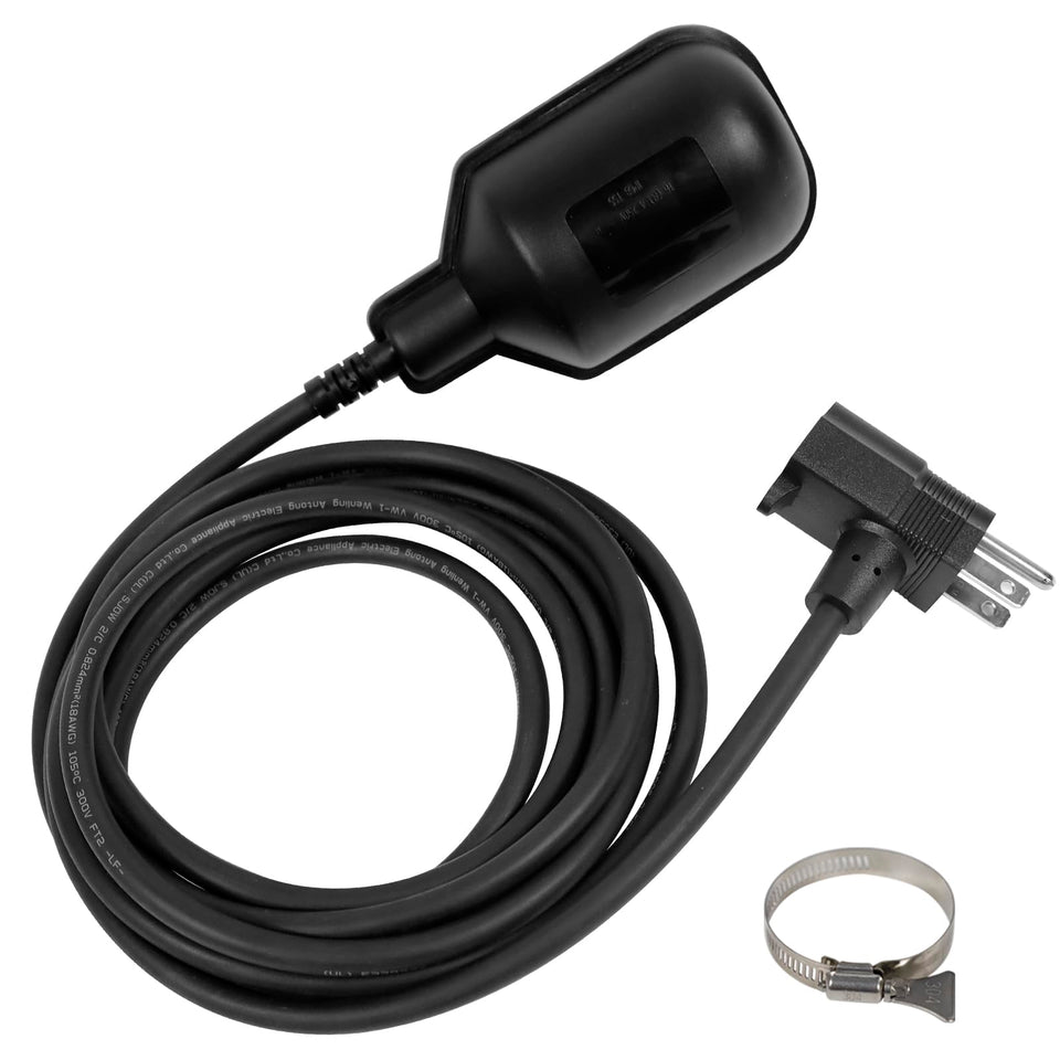Wassermann universal float switch with 10ft cable and piggyback plug for easy basement installations
