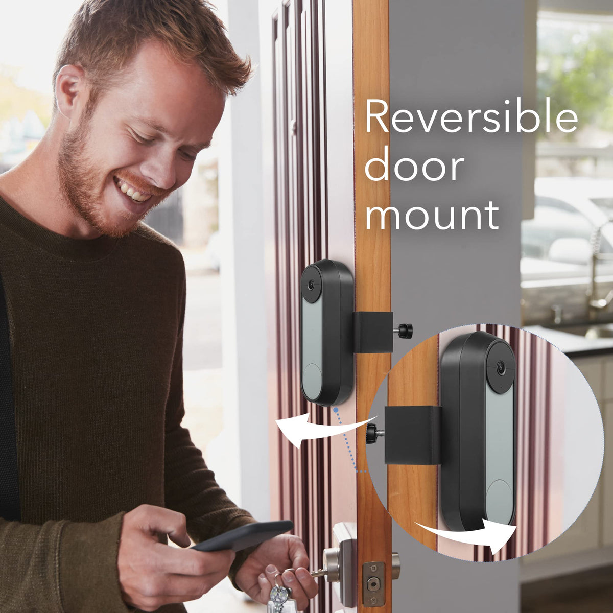 Durable black finish on Wasserstein anti-theft mount for Nest Doorbell Battery