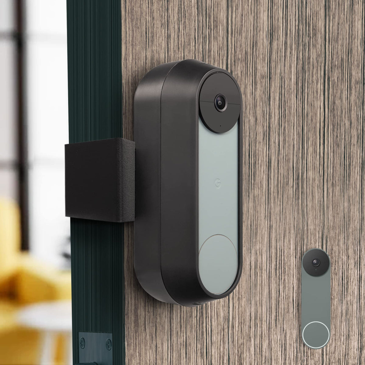 Wasserstein anti-theft mount for Nest Doorbell Battery — front view shows secure attachment