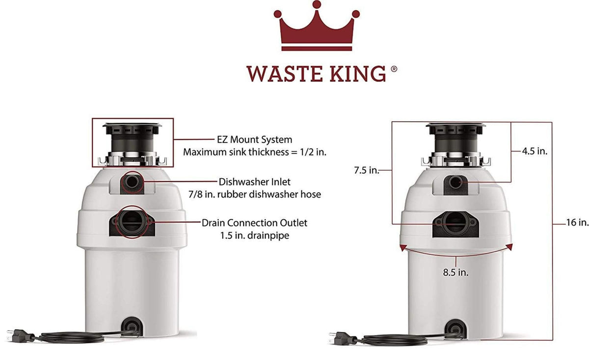 Waste King L-8000 high-speed motor enables quick grinding.