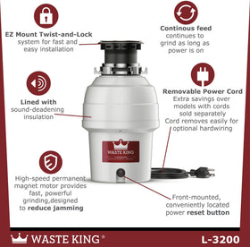 Waste King Legend 3200 under-sink installation with EZ Mount for quick setup.
