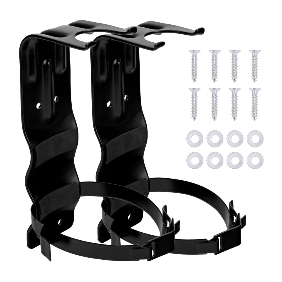 Watayo 2-pack fire extinguisher brackets, front view, secure mounting option.