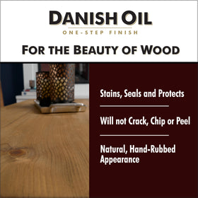 Watco Danish Oil application brush-or-wipe demonstrates even coating.