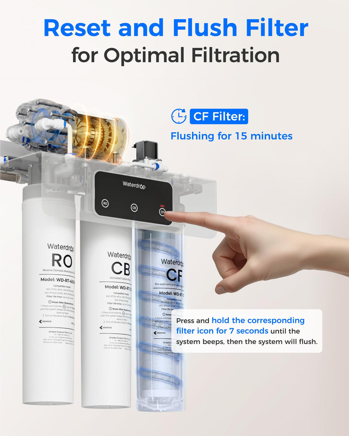 Waterdrop 1056-gallon high-capacity filter life for longer usage