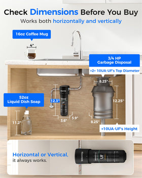 Waterdrop push-to-connect fittings simplify cold-water installation.