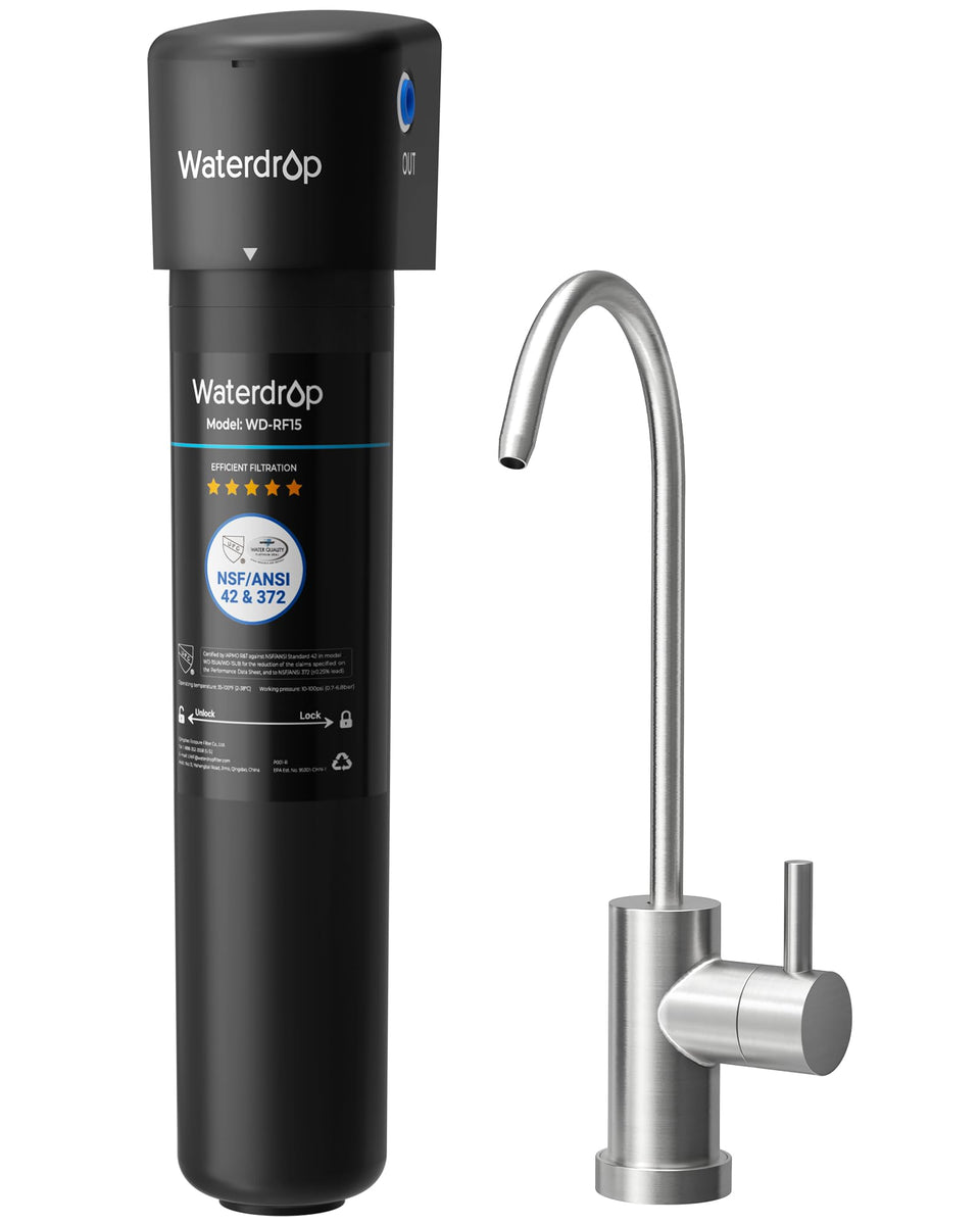 Waterdrop 15UB under-sink filter front view for clean, on-demand kitchen water