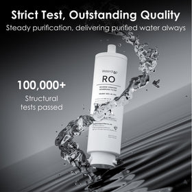 Waterdrop A1-RO certifications image reinforces NSF/ANSI 372 and SGS testing.