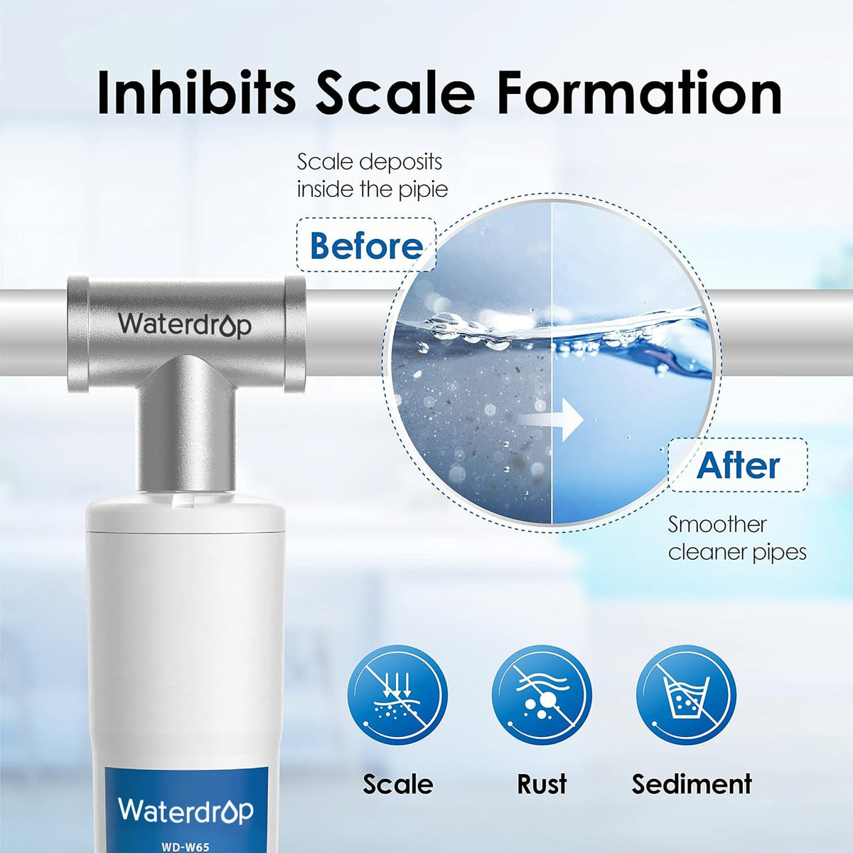 Waterdrop AP431/AP430SS 304 stainless adapter provides corrosion resistance and reliability.