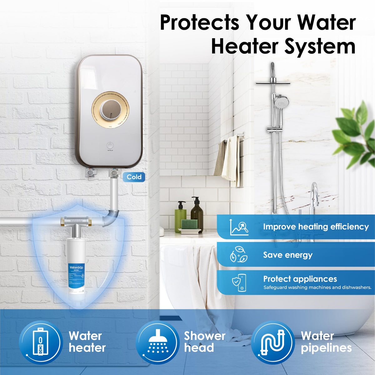 Waterdrop AP431/AP430SS features food-grade polyphosphate for safer mineral management.