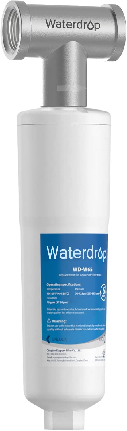 Waterdrop AP431/AP430SS unit exterior shows a durable stainless steel build for longevity.