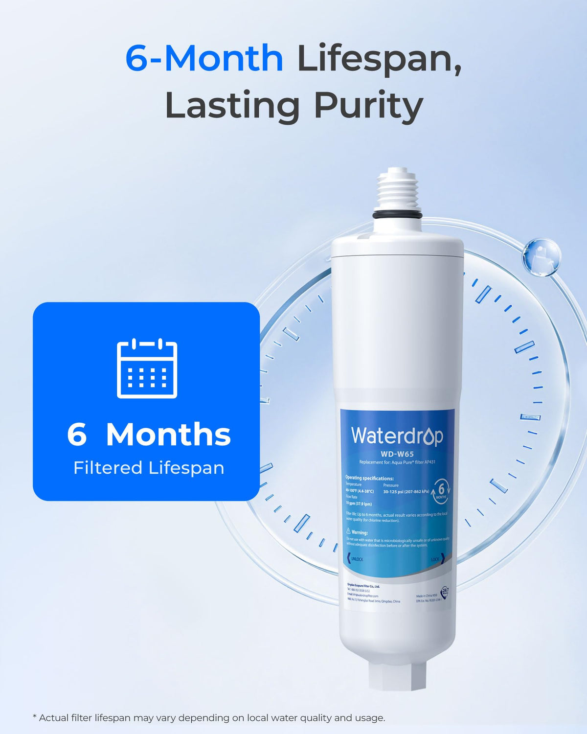 Waterdrop AP431 protects dishwashers and heaters by preventing scale buildup.
