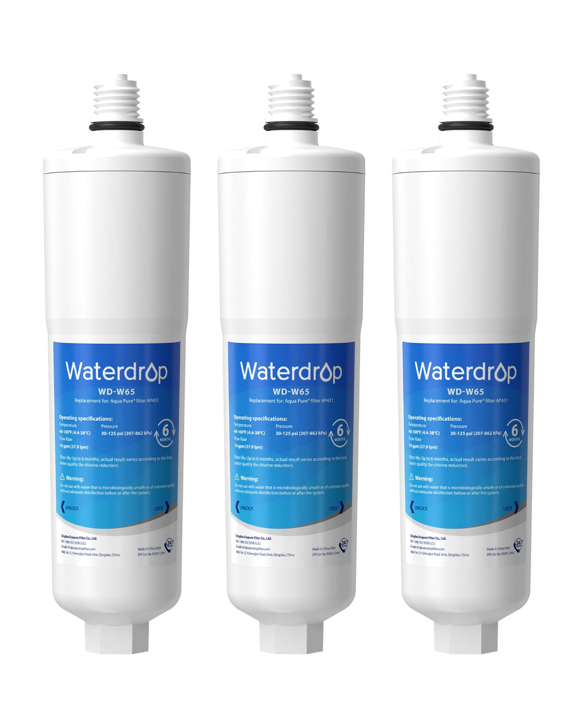 Waterdrop AP431 replacement cartridge for AP431 system with a secure, leak-free fit.