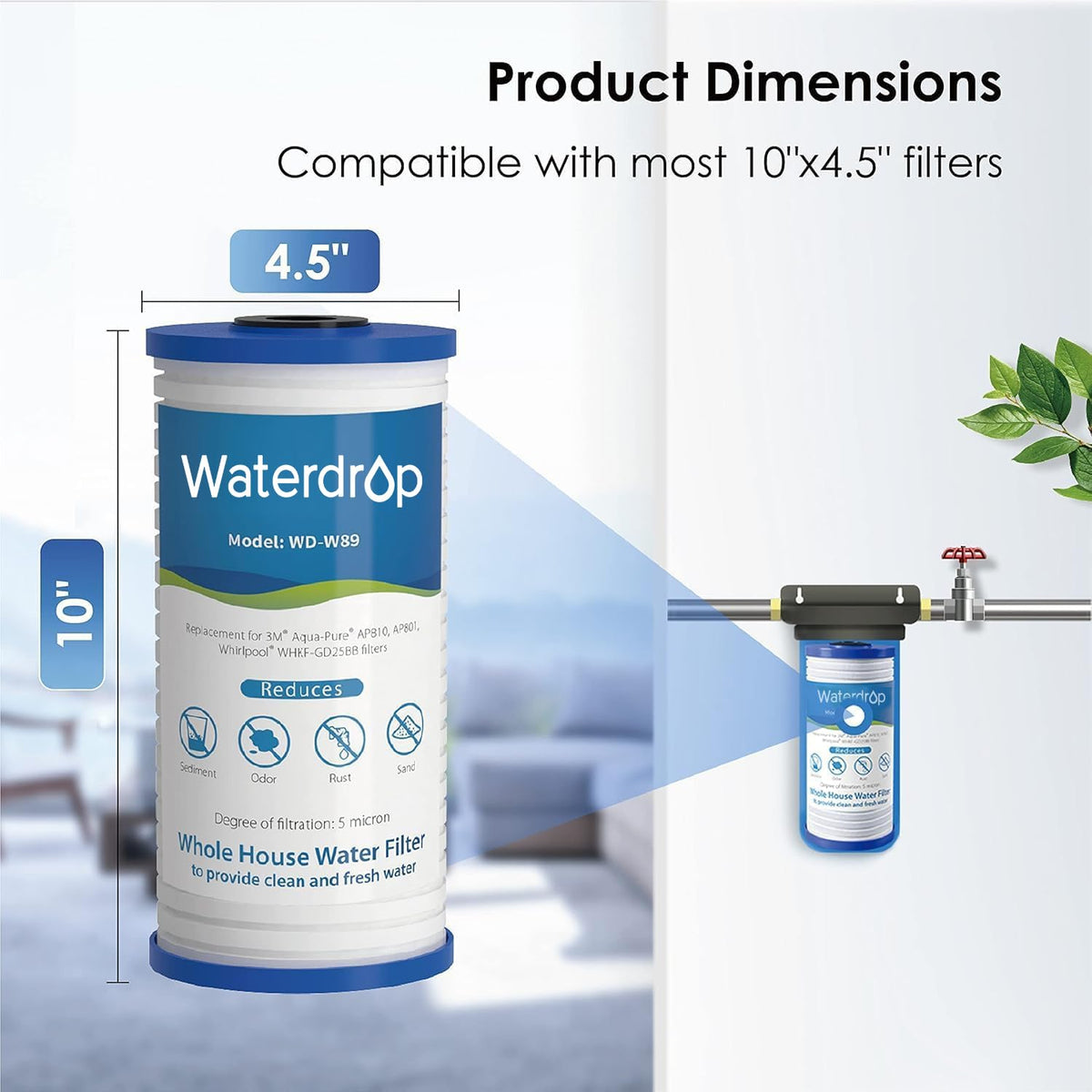 Waterdrop AP810 3-layer filtration design improves water clarity and lifespan.