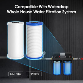 Waterdrop AP810 compatibility housing demonstrates universal 10x4.5 inch filtration.