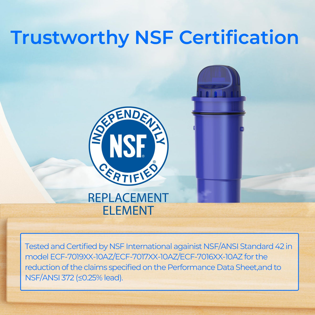 Waterdrop C10 filter for PUR PPF900Z highlighting lead-free materials and safe drinking water