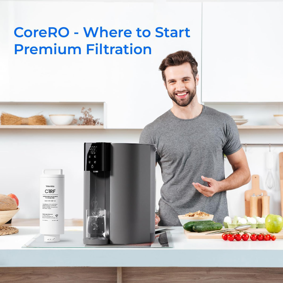 Waterdrop C1RF installation on a countertop RO setup demonstrating easy replacement