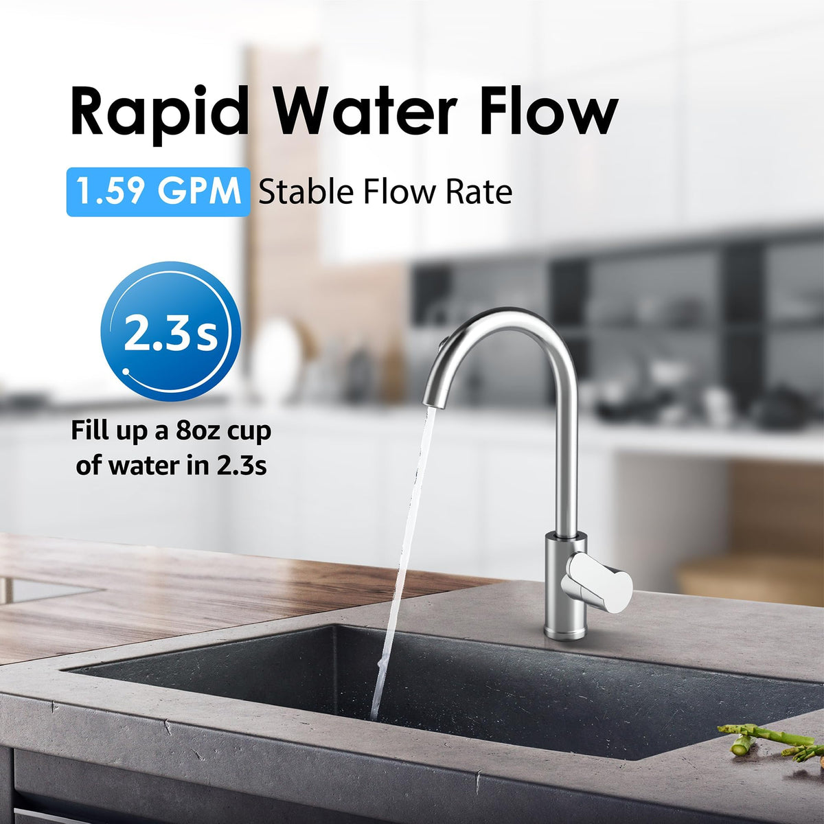 Waterdrop C3 easy under-sink installation in minutes for a tidy kitchen upgrade.