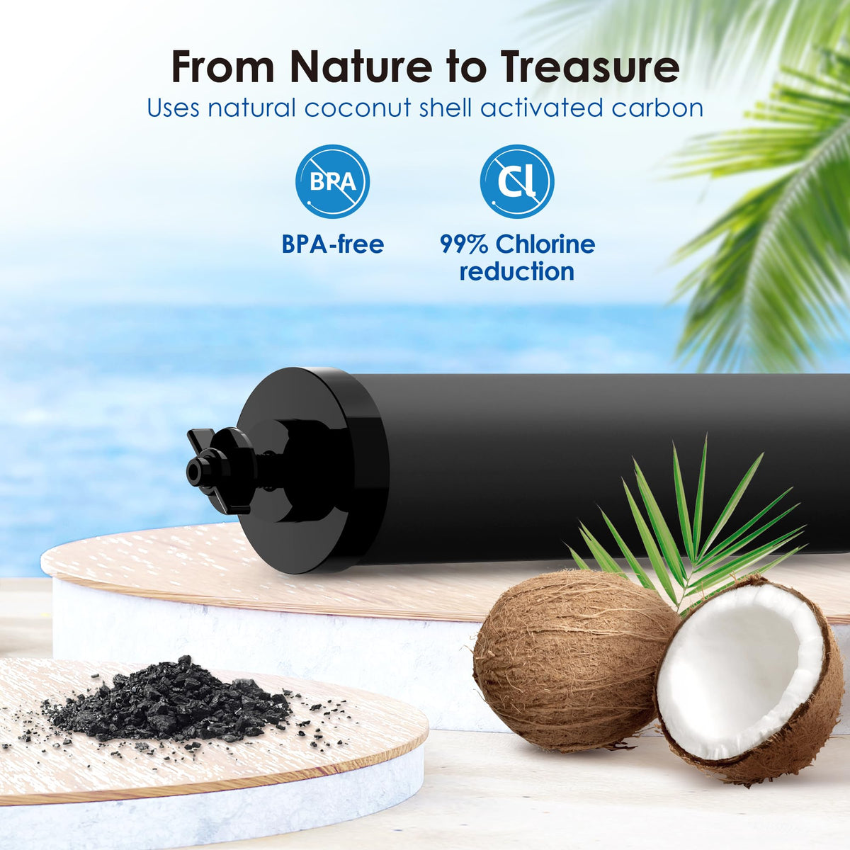 Waterdrop carbon filter boosts taste and overall water clarity.