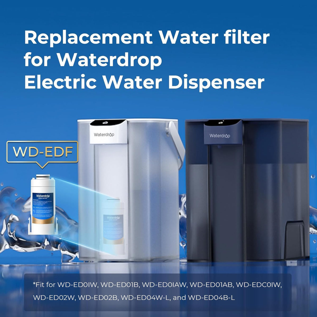 Waterdrop EDF carbon block filtration at 0.5 micron improves purity in beverages.