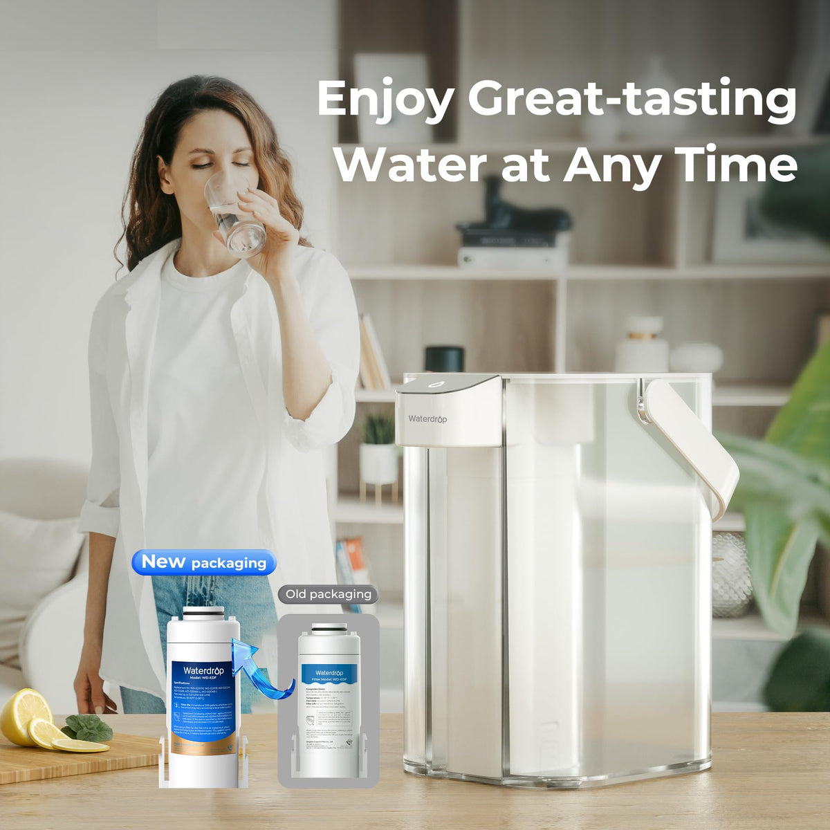 Waterdrop EDF 1-pack shown for repeatable, convenient filtration at home.