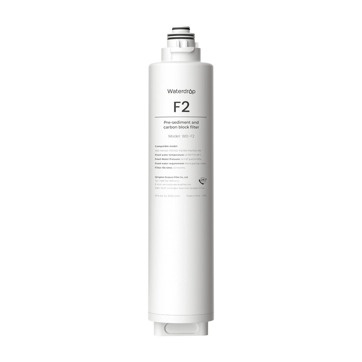 Waterdrop F2 filter with accordion-pleat surface boosts filtration efficiency.