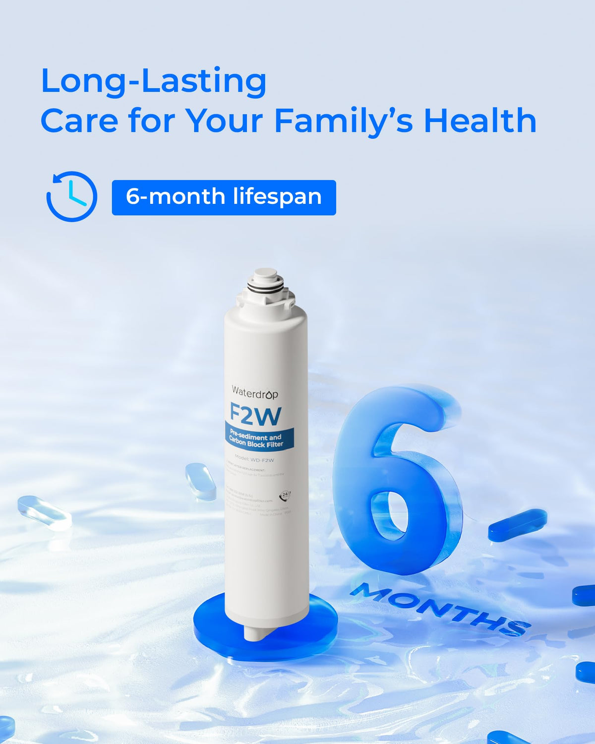 Waterdrop F2W under sink installation highlights space saving setup for fresh water