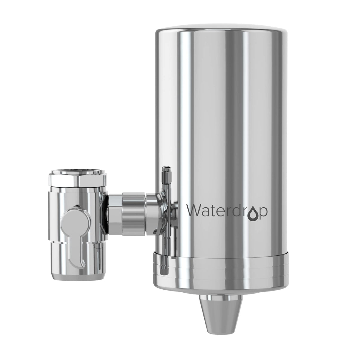 Waterdrop FC-06 installed on kitchen faucet showing filtered water flow