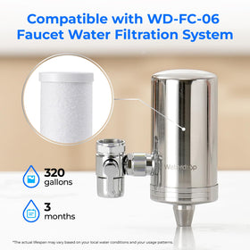 Waterdrop FF-03A carbon block highlights coconut-shell eco materials for cleaner taste.
