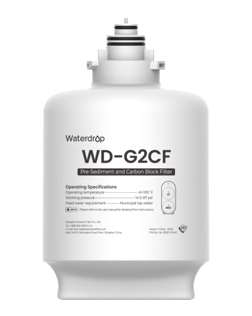 Waterdrop G2CF filter front filtration stage reduces sand and rust.