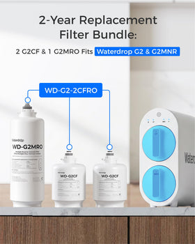 Waterdrop G2CFRO filter installation twist demonstrates quick, tool-free replacement.