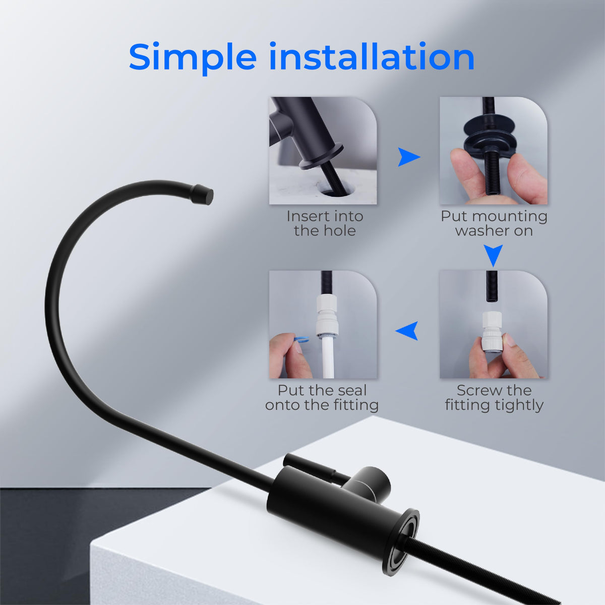 Waterdrop G2FCT-BLK includes 1/4 and 3/8 inch quick-connect hoses for compatibility.