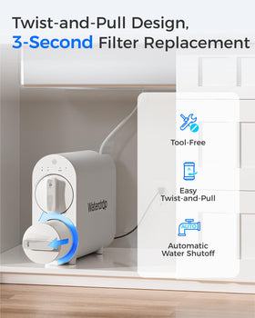 Waterdrop G2MRO PFAS reduction visual emphasizes safer drinking water