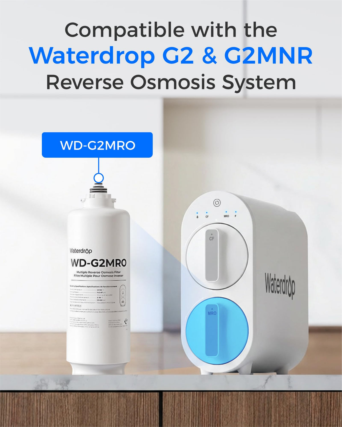 Waterdrop G2MRO tool-free installation twist demonstrates quick replacement