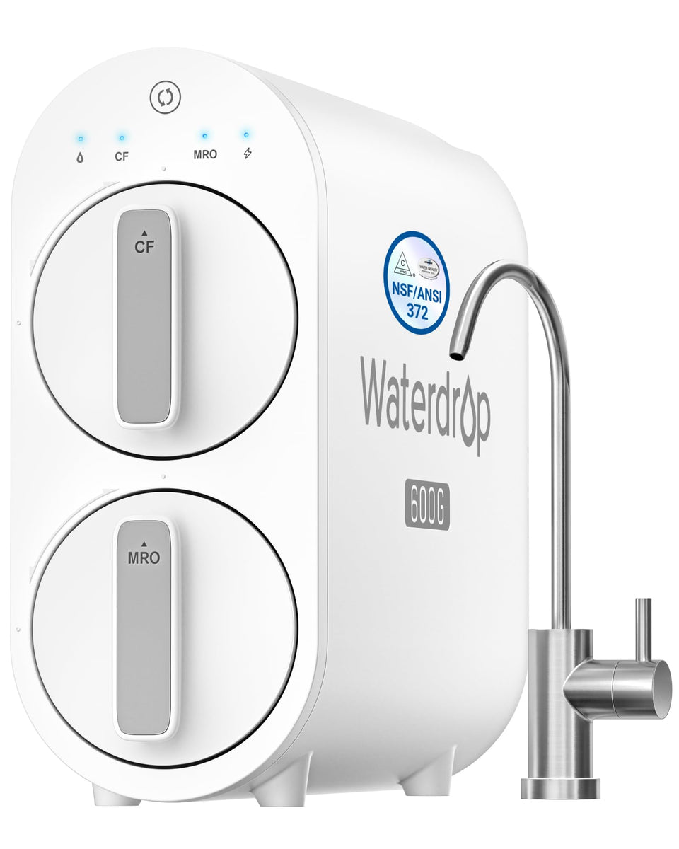 Waterdrop G2P600 front view of compact under-sink RO system for home use