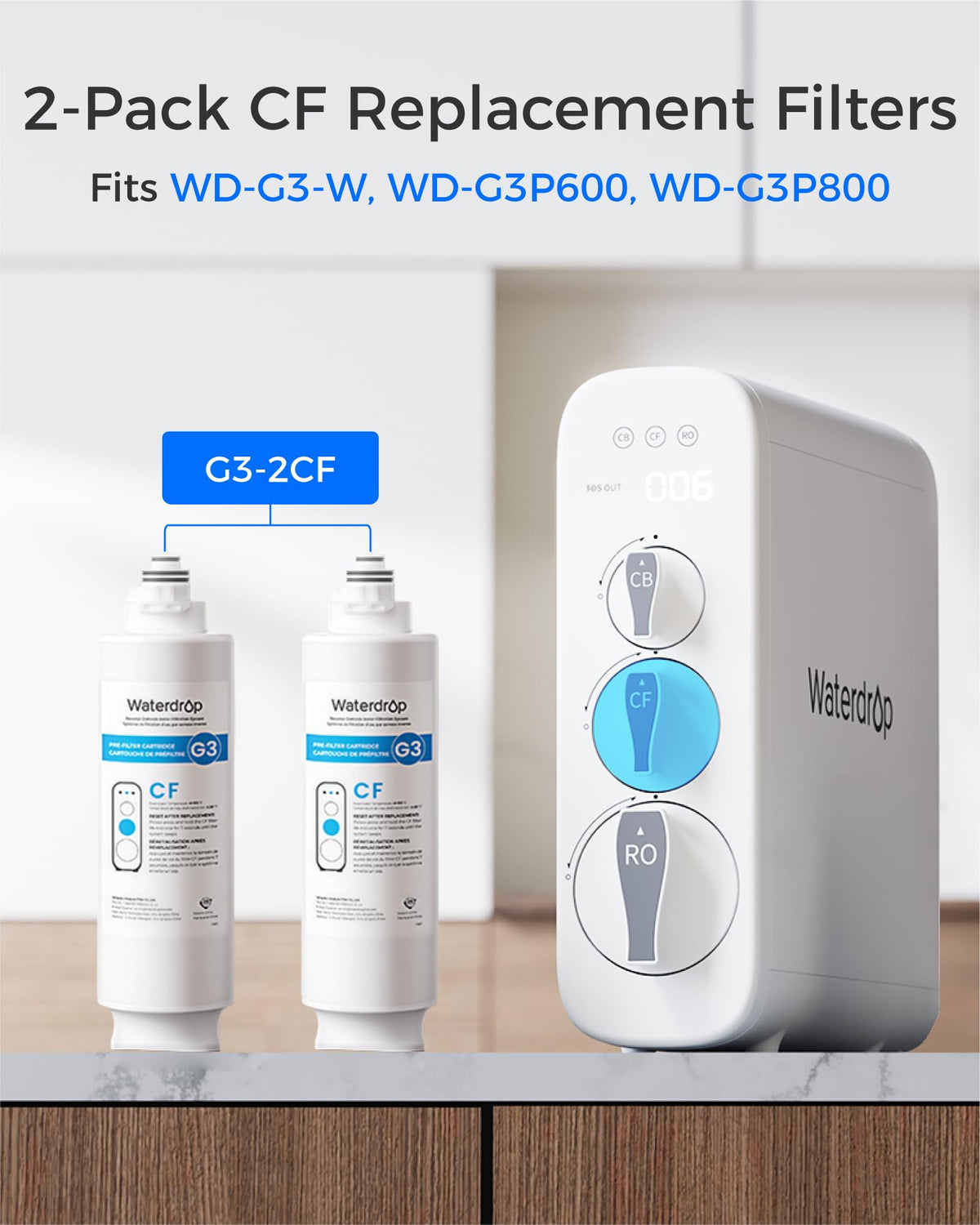 Waterdrop G3-N1CF front filtration stages highlight 3-in-1 protection