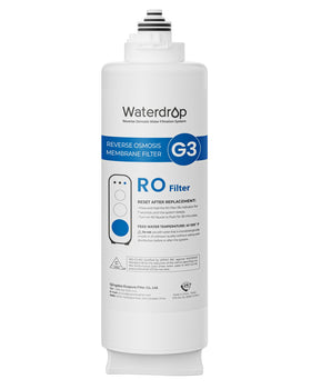 Waterdrop G3-N2RO filter close-up shows high-precision filtration for the G3-W system.