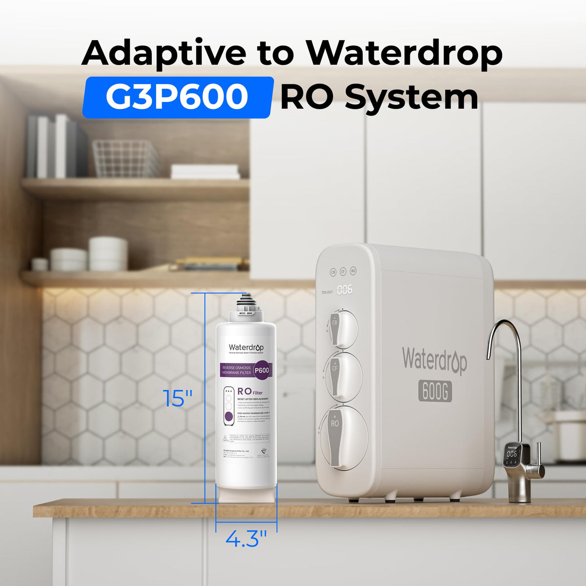 Waterdrop G3P600-RO replacement filter being twisted for easy maintenance
