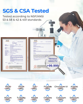 Waterdrop G3P800 ten-stage filtration cartridges illustrate comprehensive contaminant reduction.